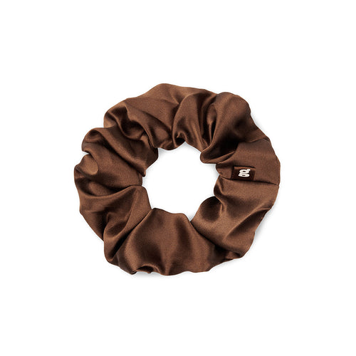 Seiden Scrunchie in Braun aus Maulbeerseide in Größe M