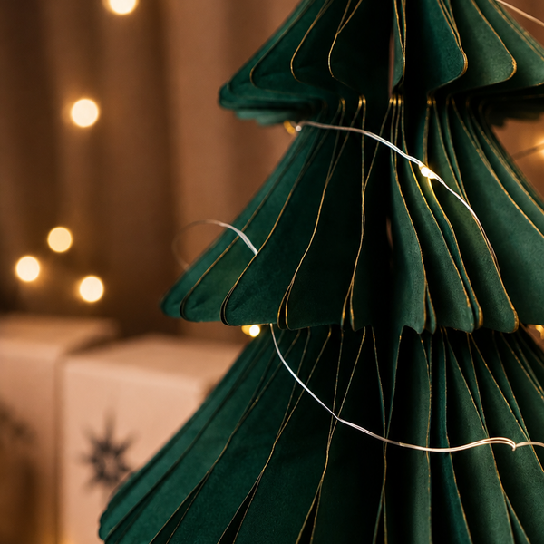Detailaufnahme vom Tannenbaum und der Lichterkette