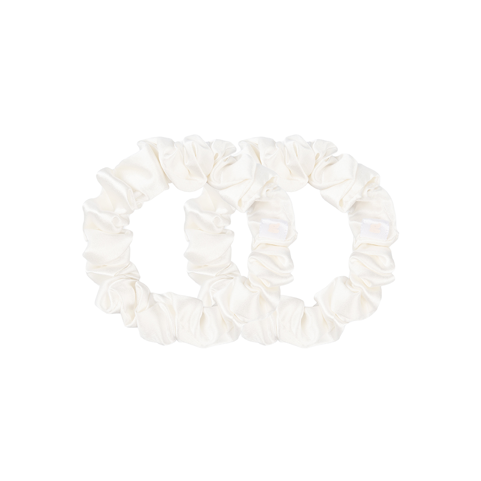 2er Pack beige Seiden Scrunchies in S.