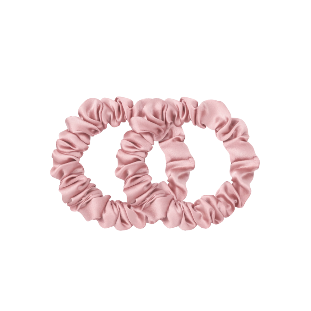 2er Pack beige Seiden Scrunchies in S.