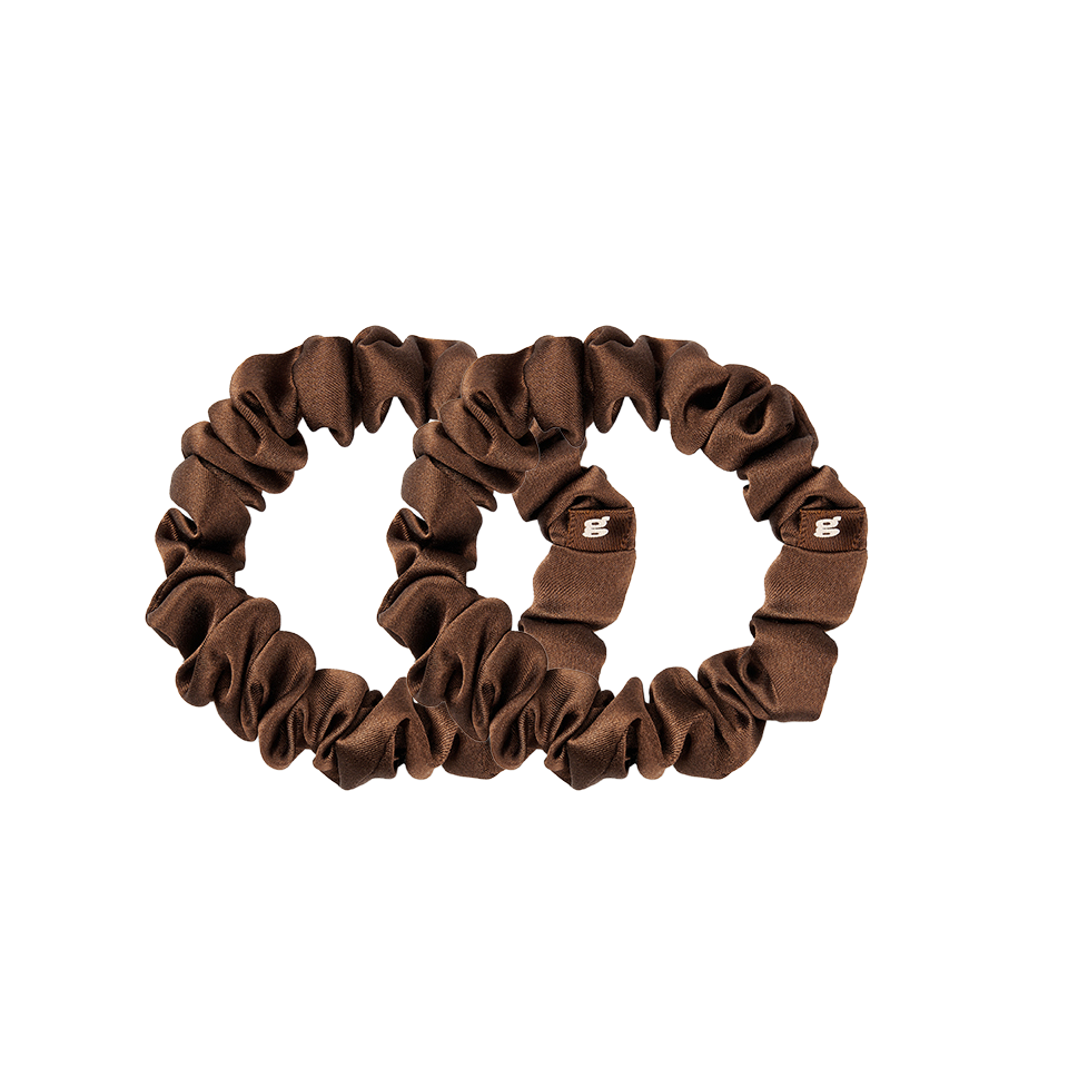 2er Pack beige Seiden Scrunchies in S.