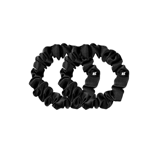 2er Pack schwarze Seiden Scrunchies in S.